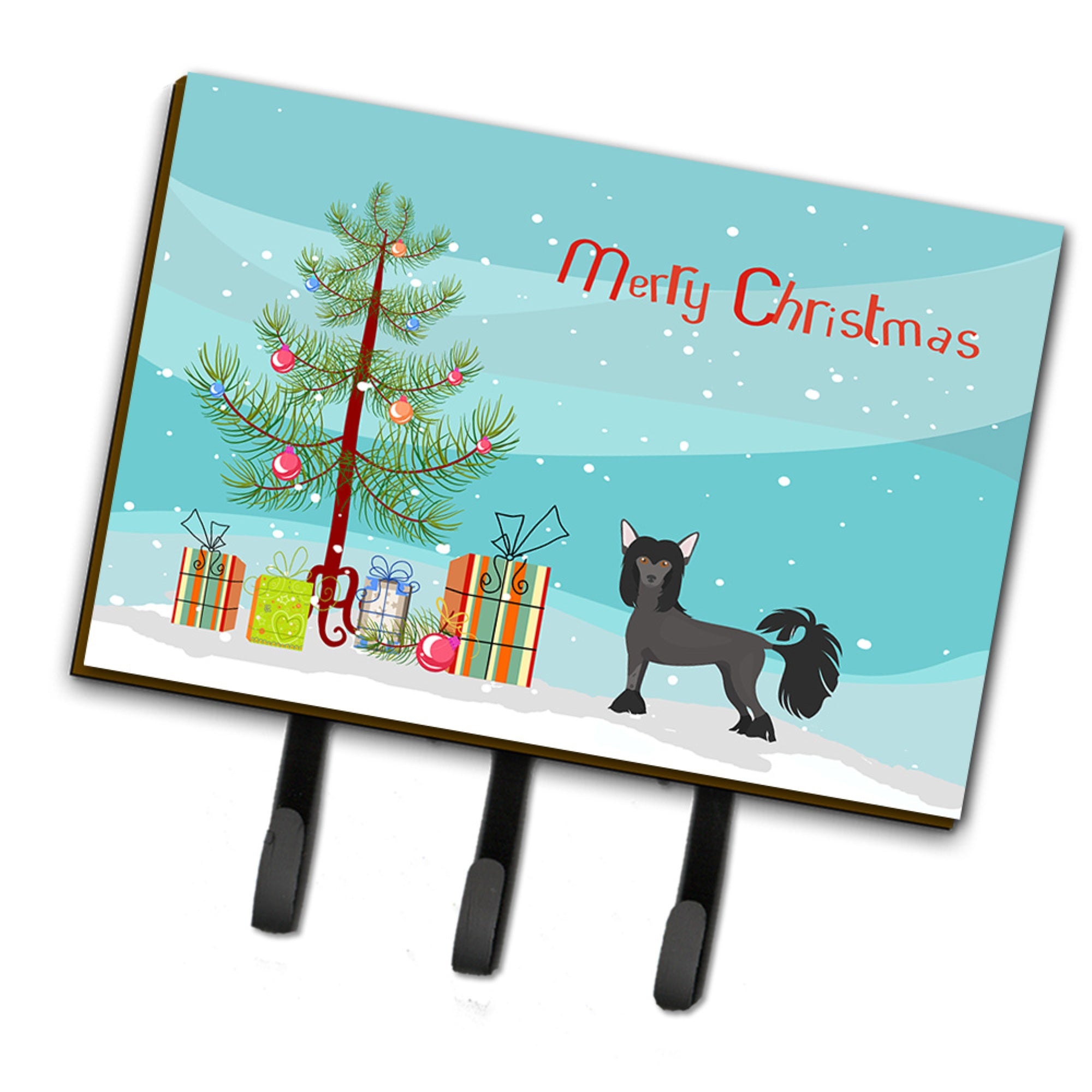 Caroline'S Treasures Chinese Crested Christmas Tree Leash Or Key Holder Hooks, Multicolor